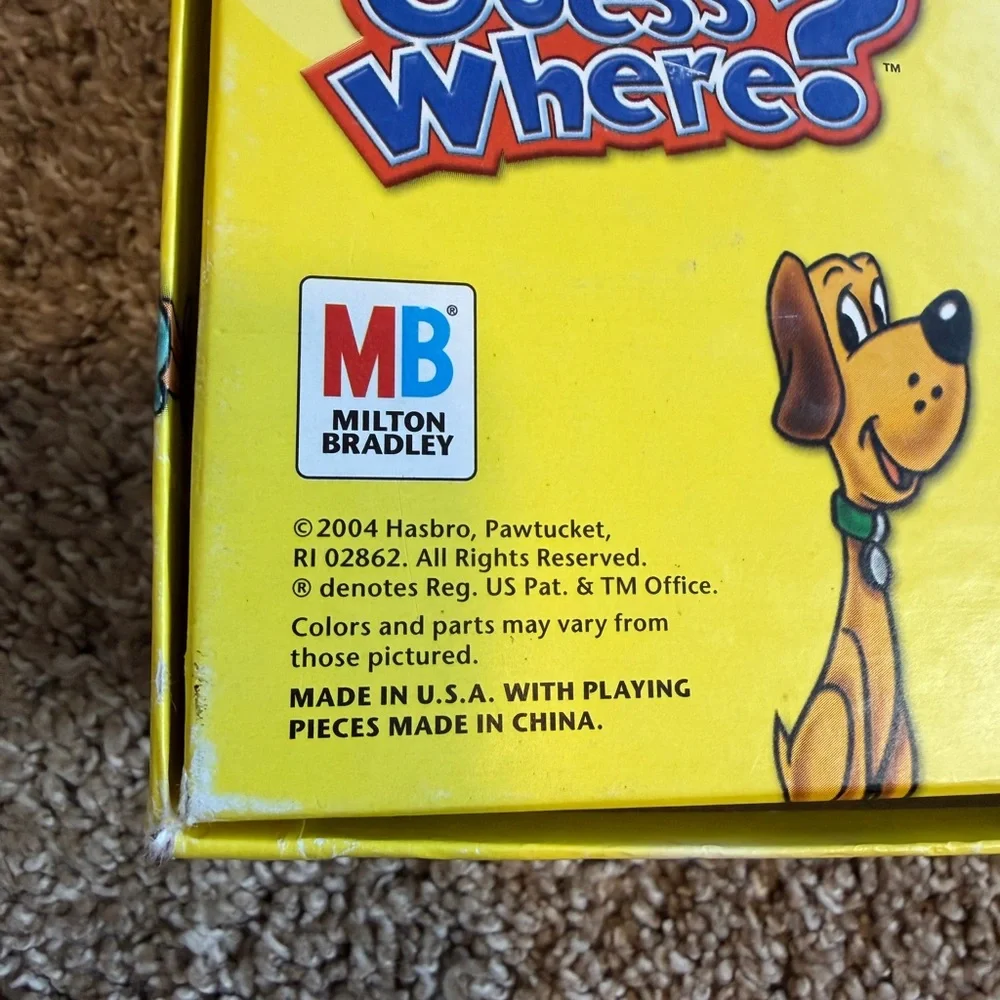 Guess Where? Vintage 2004 Guessing Board Game COMPLETE 2 Players ONE BROKEN PART